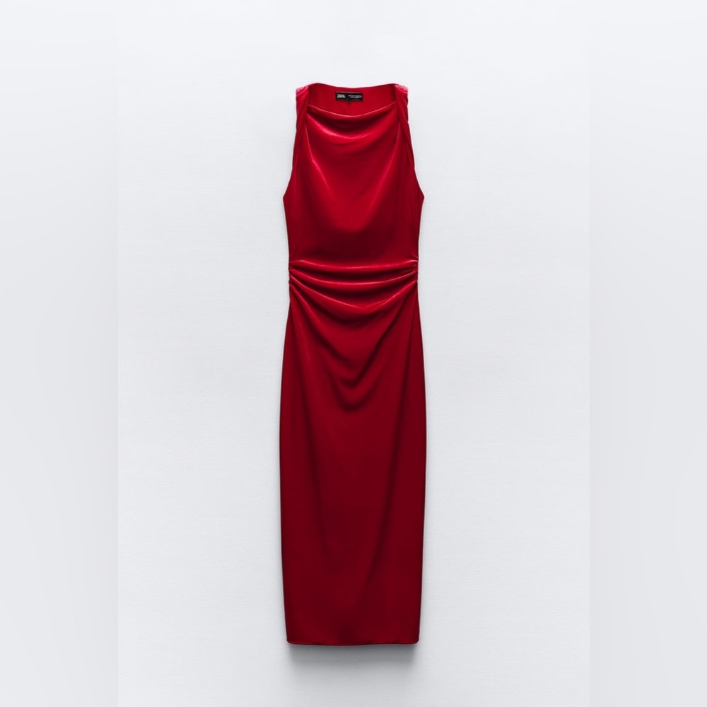 NWT Women’s Zara Midi Velvet Dress- $75 - Picture 6 of 10